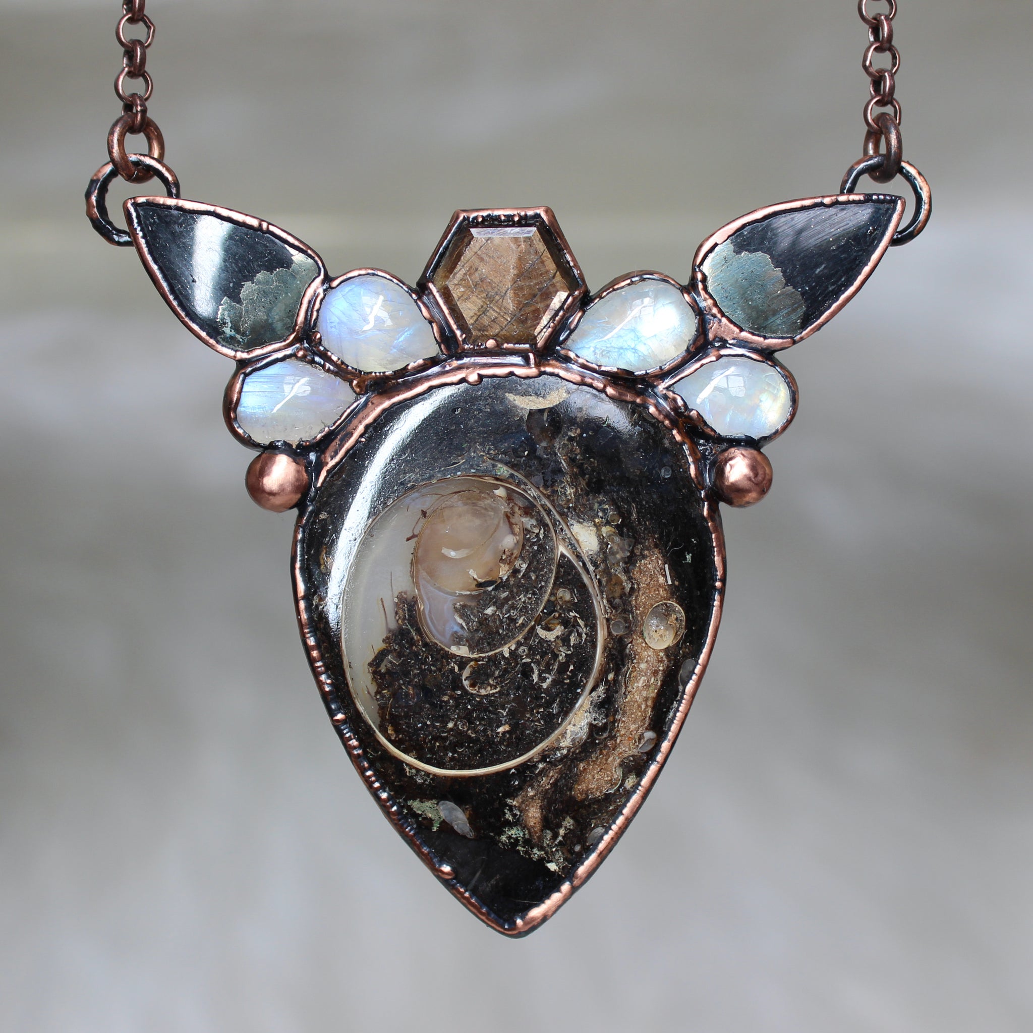 Fossil Turritella Shell Cluster Necklace