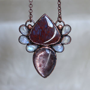 Gem Lepidolite & Purple Sagenite Cluster Necklace