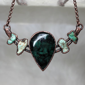 Emerald and Turquoise Bib Necklace