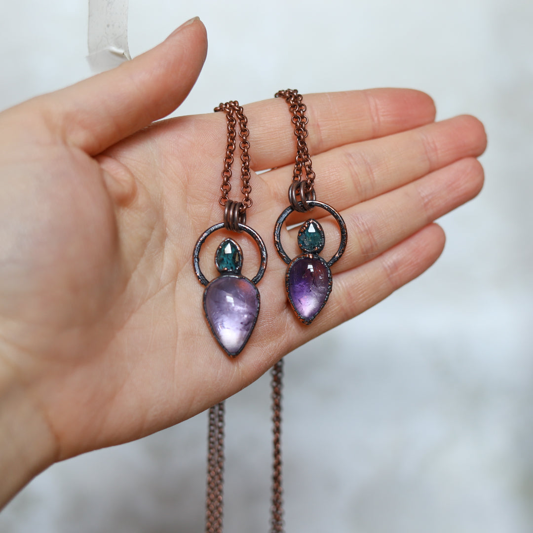 Amethyst and Moss Kyanite Necklace