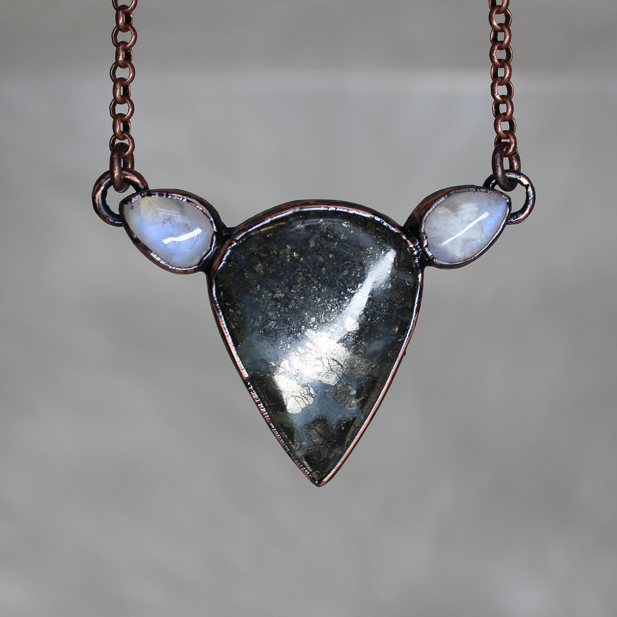 Marcasite and Rainbow Moonstone Necklace