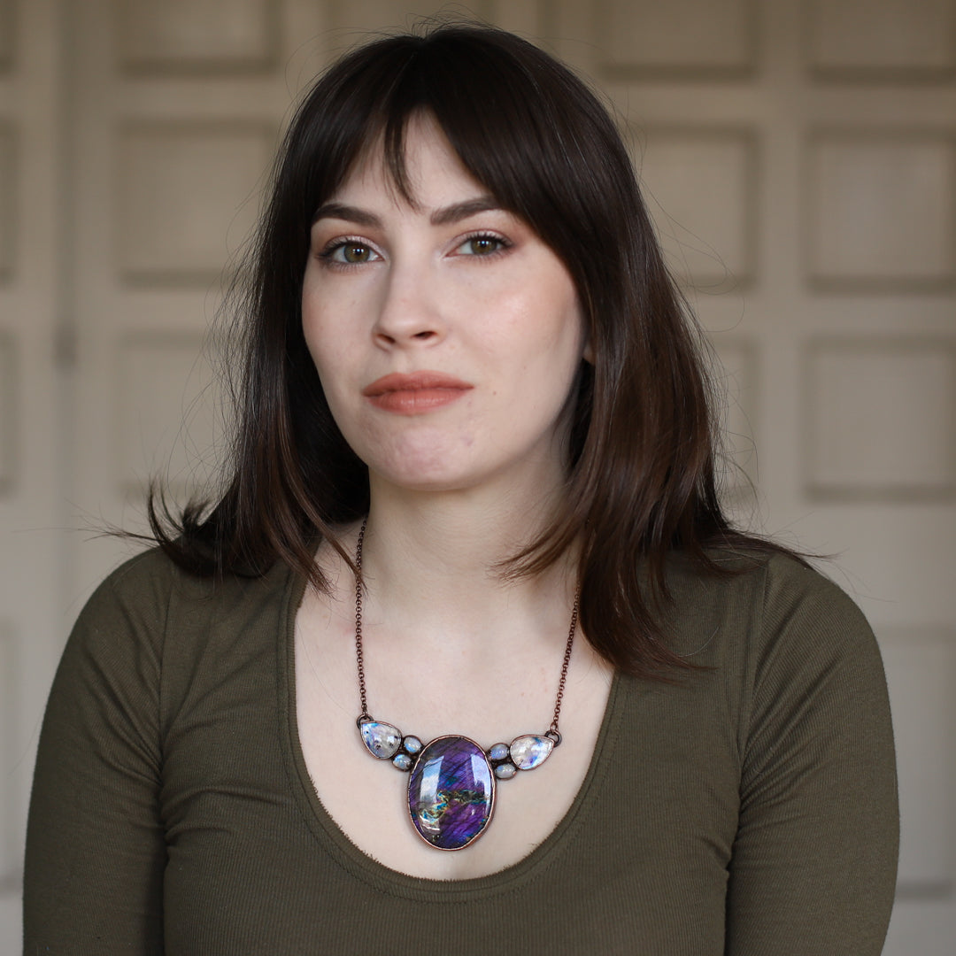 Giant Purple Labradorite Bib Necklace