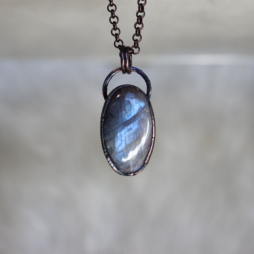Deep Blue Moonstone Necklace