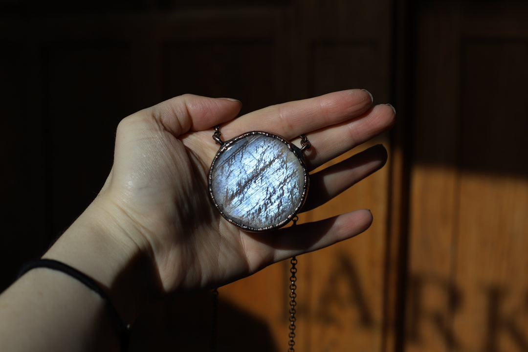 Sun/Moonstone Full Moon Necklace - a