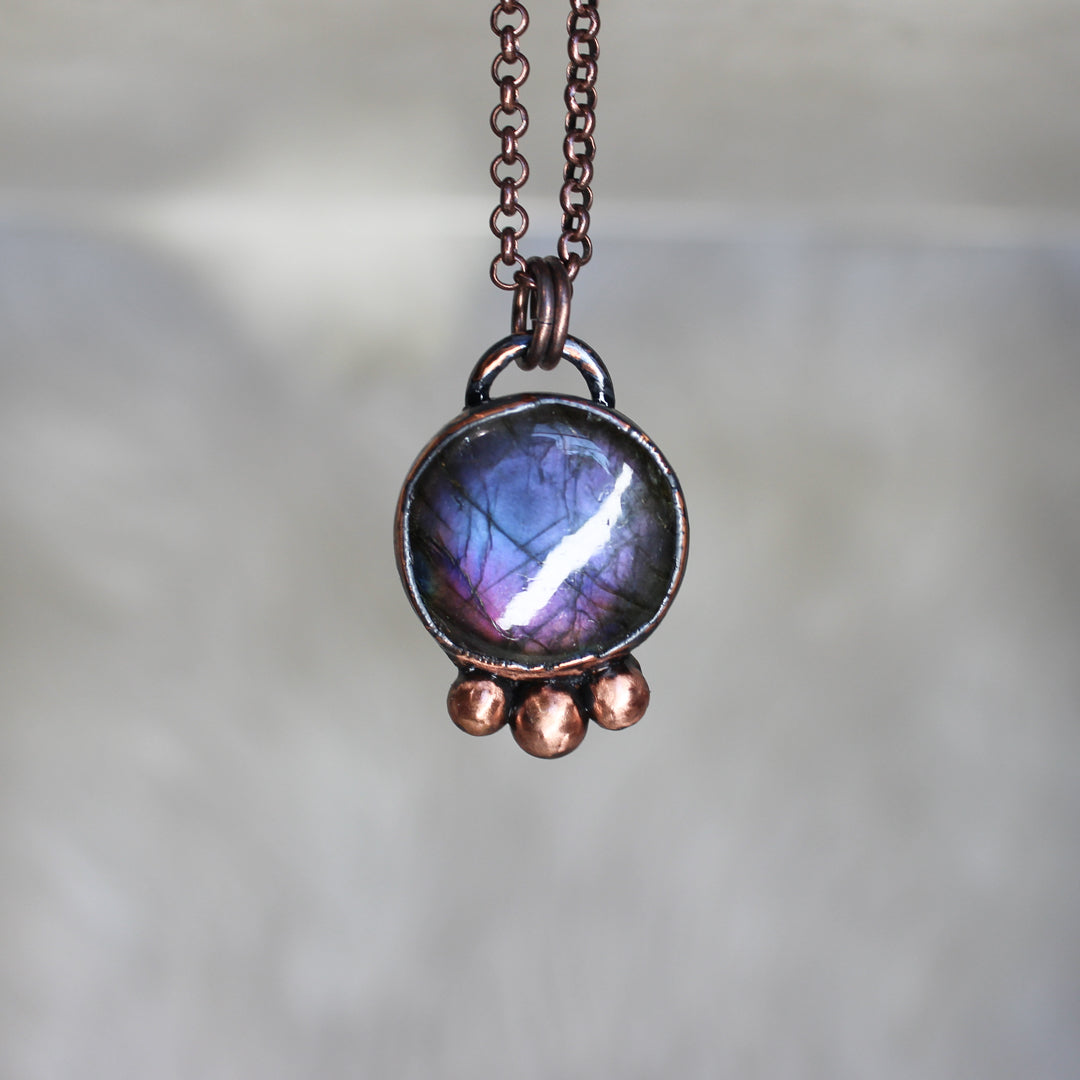 Small Purple Labradorite Full Moon Necklace - d