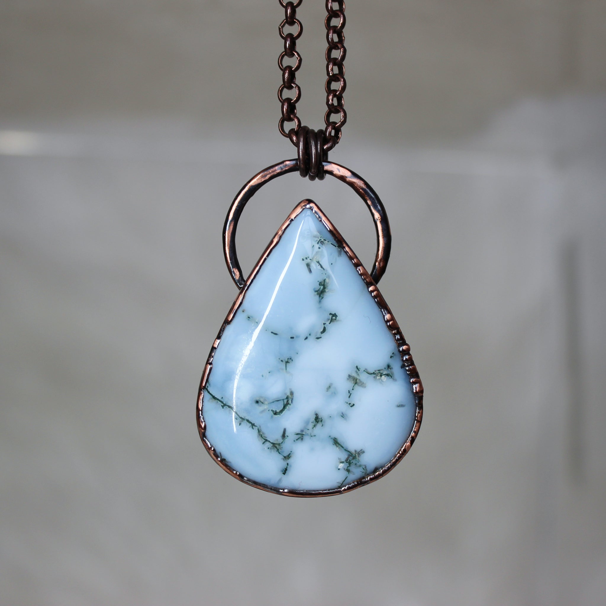 Large Moss Blue Opal Necklace