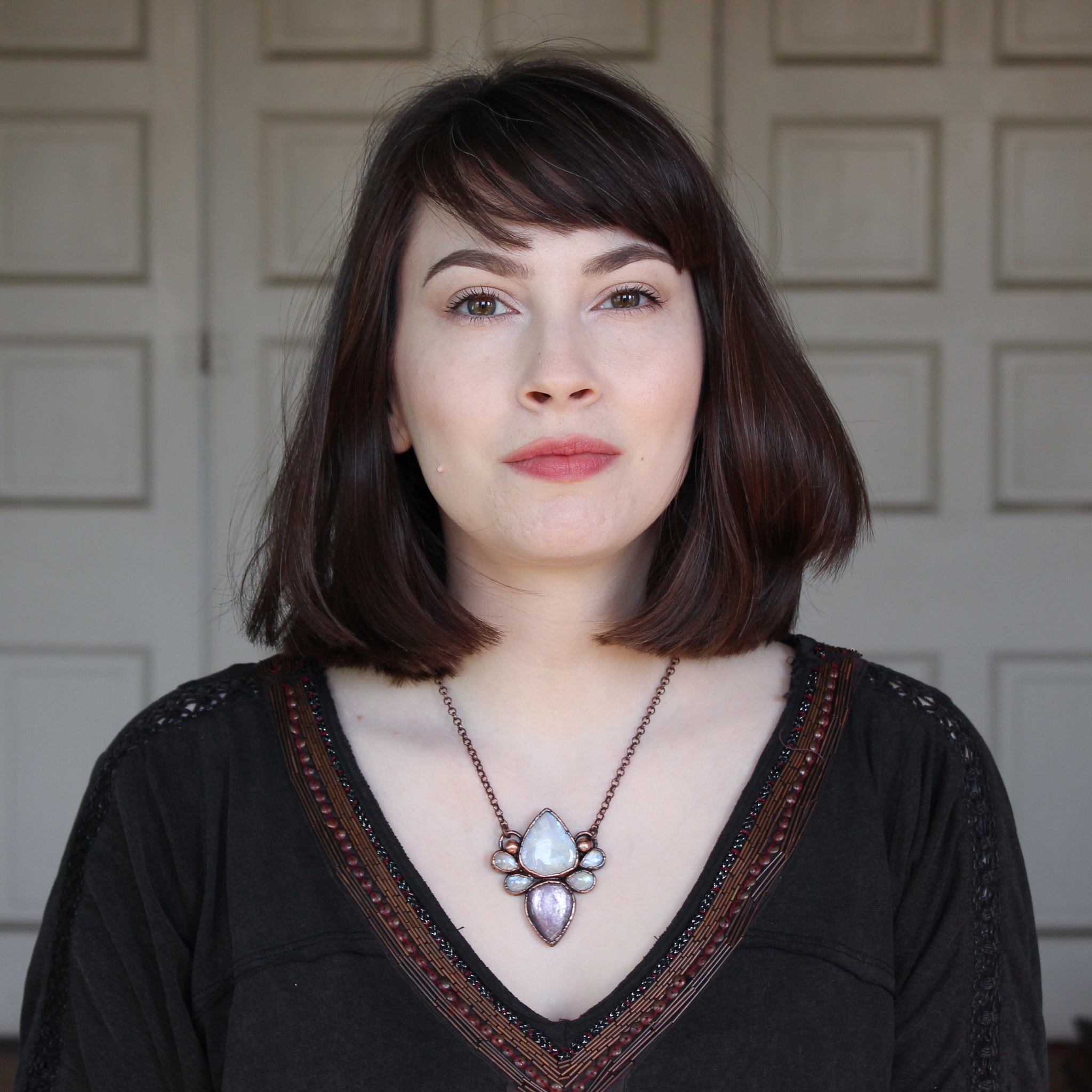 Gem Lepidolite & Moonstone Necklace