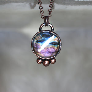 Small Purple Labradorite Full Moon Necklace - c