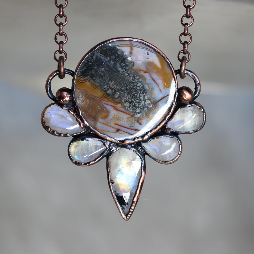 Marcasite Agate Moonphase Necklace