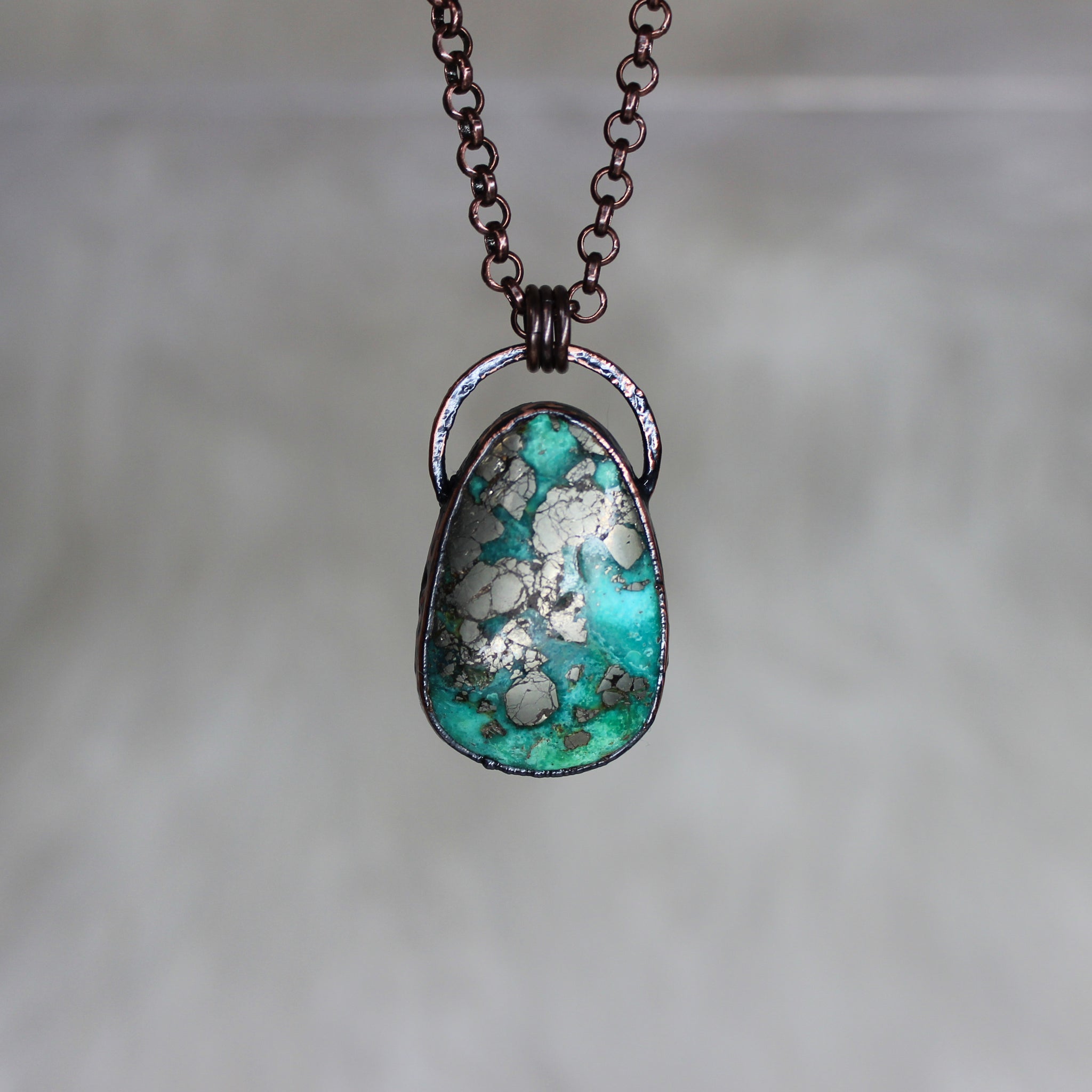 Chrysocolla with Pyrite Necklace