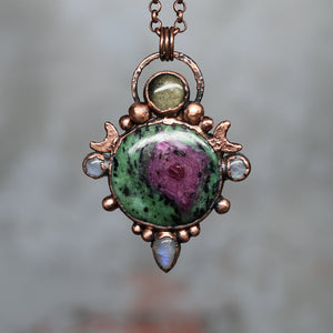 Ruby in Zoisite Full Moon Necklace