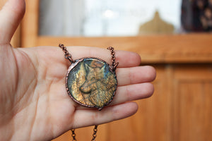 Labradorite Wolf Necklace - b