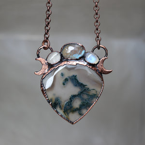 Moss Agate with Moonstone & Labradorite