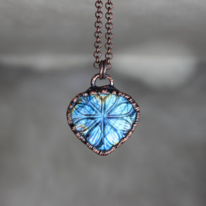 Small Carved Labradorite Necklace - a