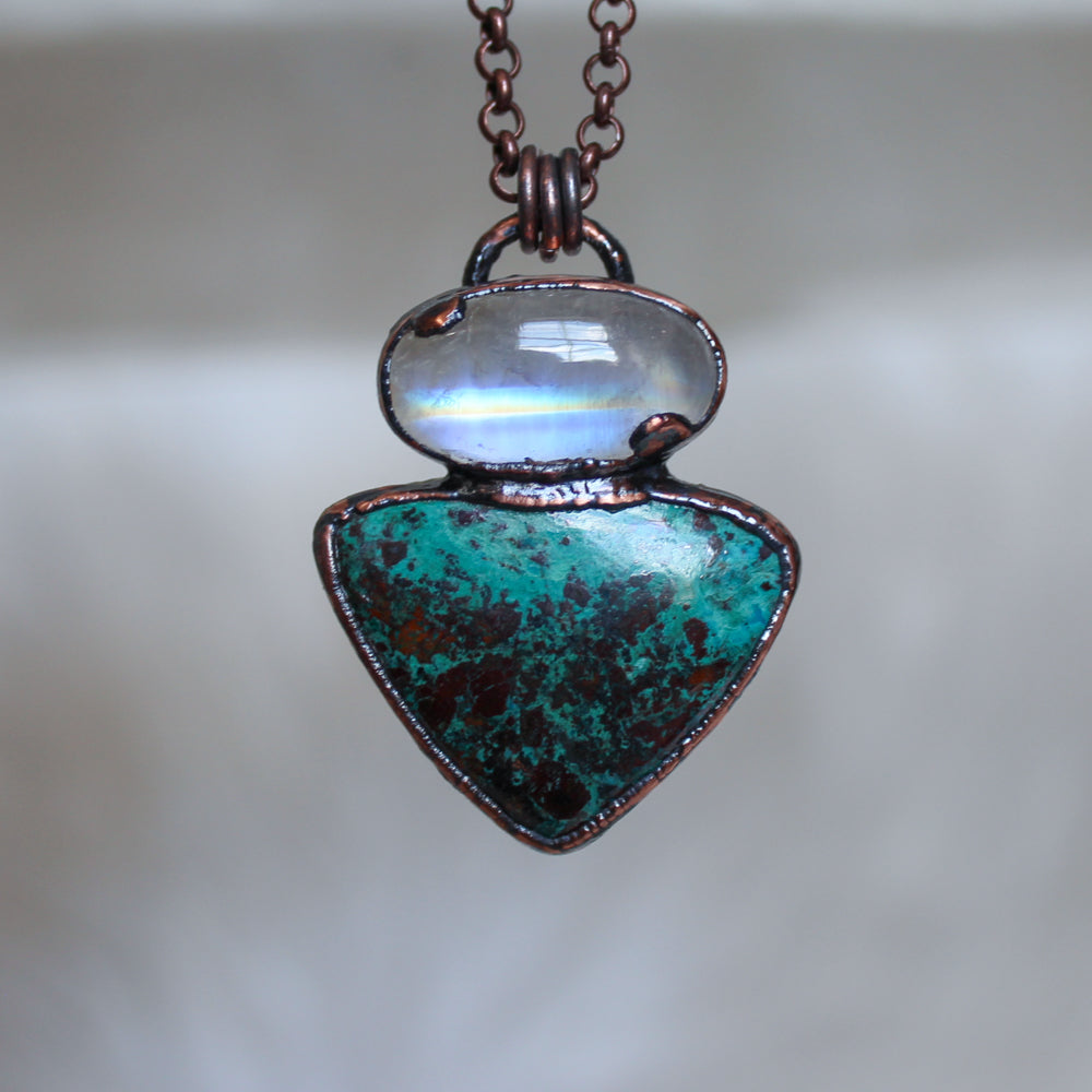 Chrysocolla & Moonstone Necklace - a