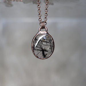 Black Tourmaline in Quartz Necklace - b