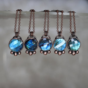 Faceted Blue Labradorite Full Moon Necklace