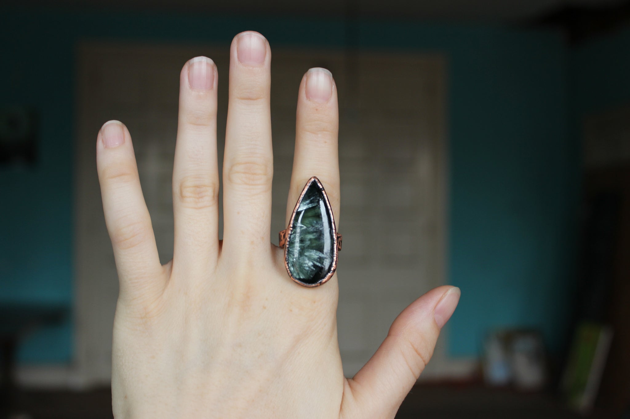 Large Seraphinite Ring size 9.5