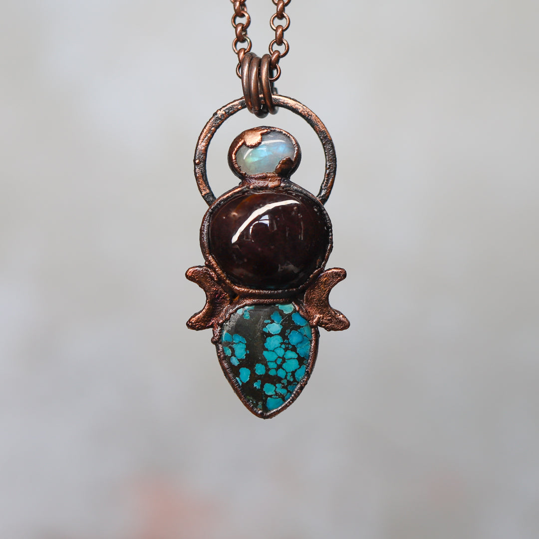 Celestial Garnet & Turquoise Necklace