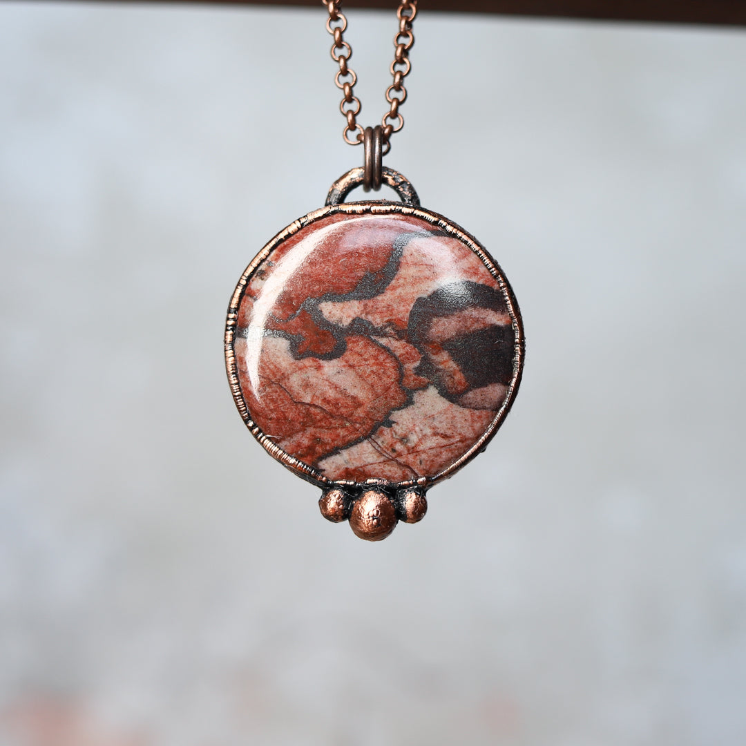 Red Picture Jasper Full Moon Necklace