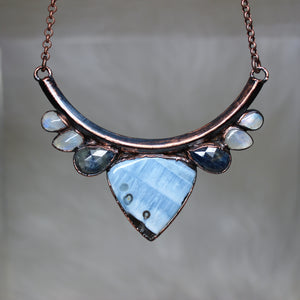 Blue Opal & Sapphire Bib Necklace