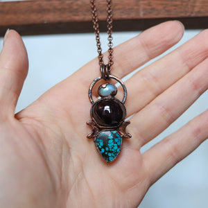 Celestial Garnet & Turquoise Necklace