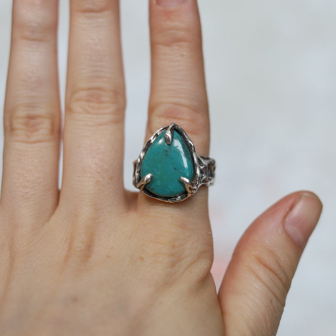 Silver Turquoise Ring size 9.75