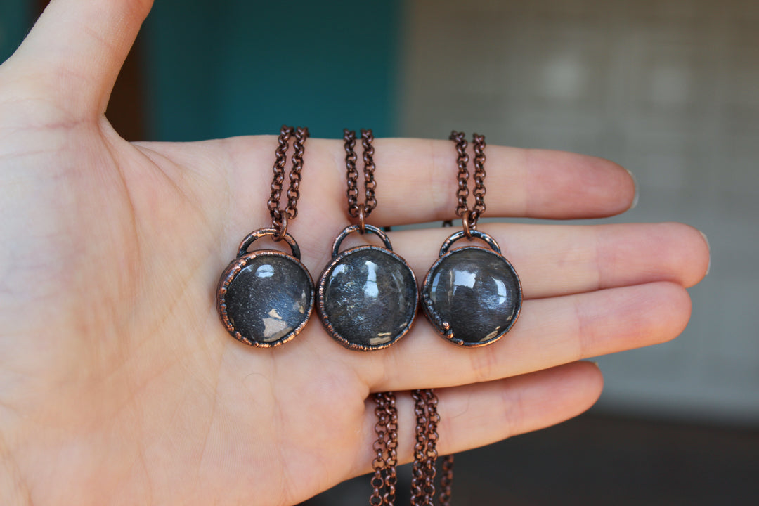 Black Moonstone Full Moon Necklace