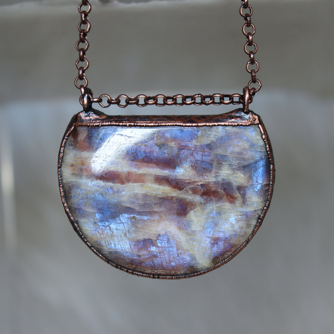 Sun/Moonstone Half Moon Necklace