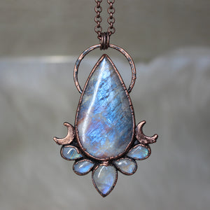 Celestial Sun/Moonstone necklace - a
