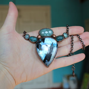 Moonstone, Apatite, and Aquamarine Necklace