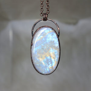 XL Rainbow Moonstone necklace - b