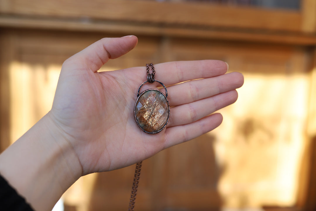 Faceted Sunstone Necklace