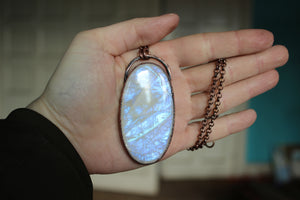 XL Rainbow Moonstone Necklace - a