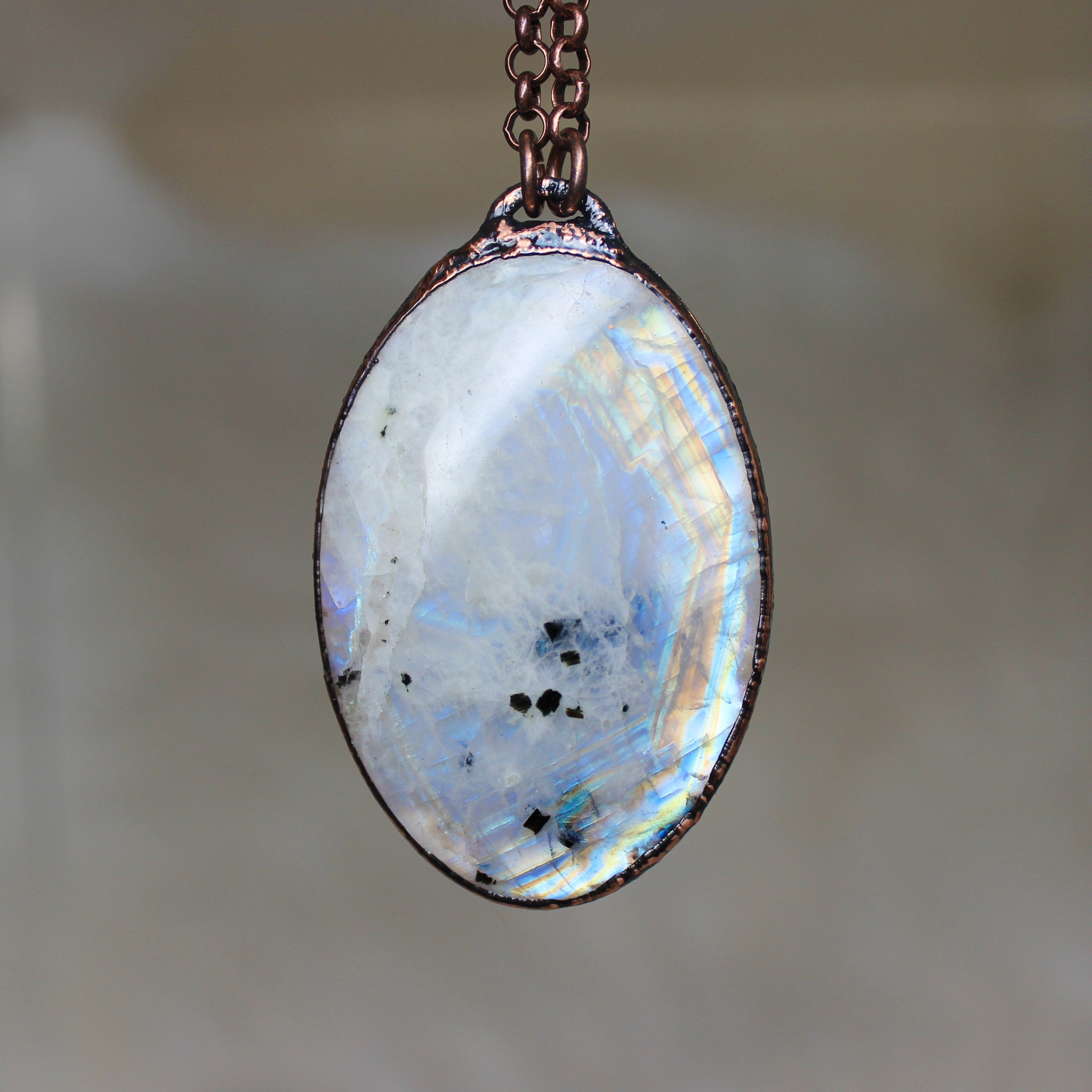 Large Rainbow Moonstone Necklace