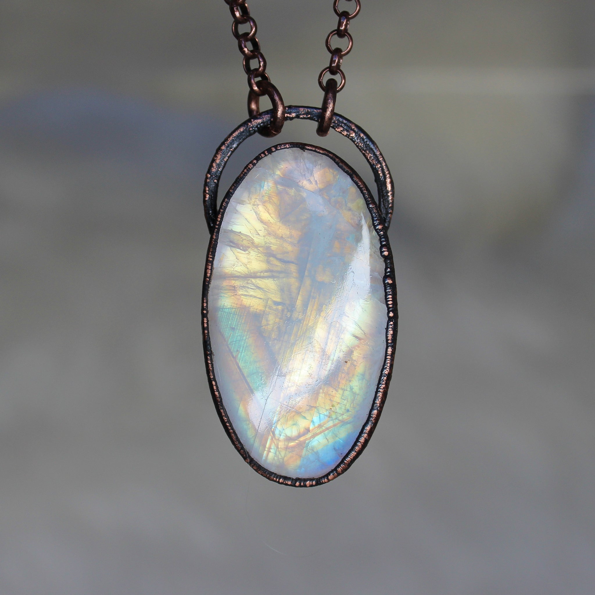 Medium Rainbow Moonstone necklace - b