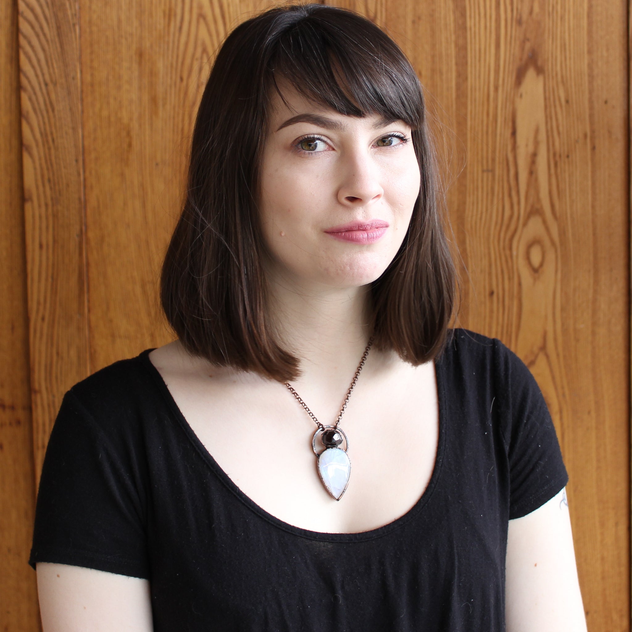 Garnet and Rainbow Moonstone Necklace