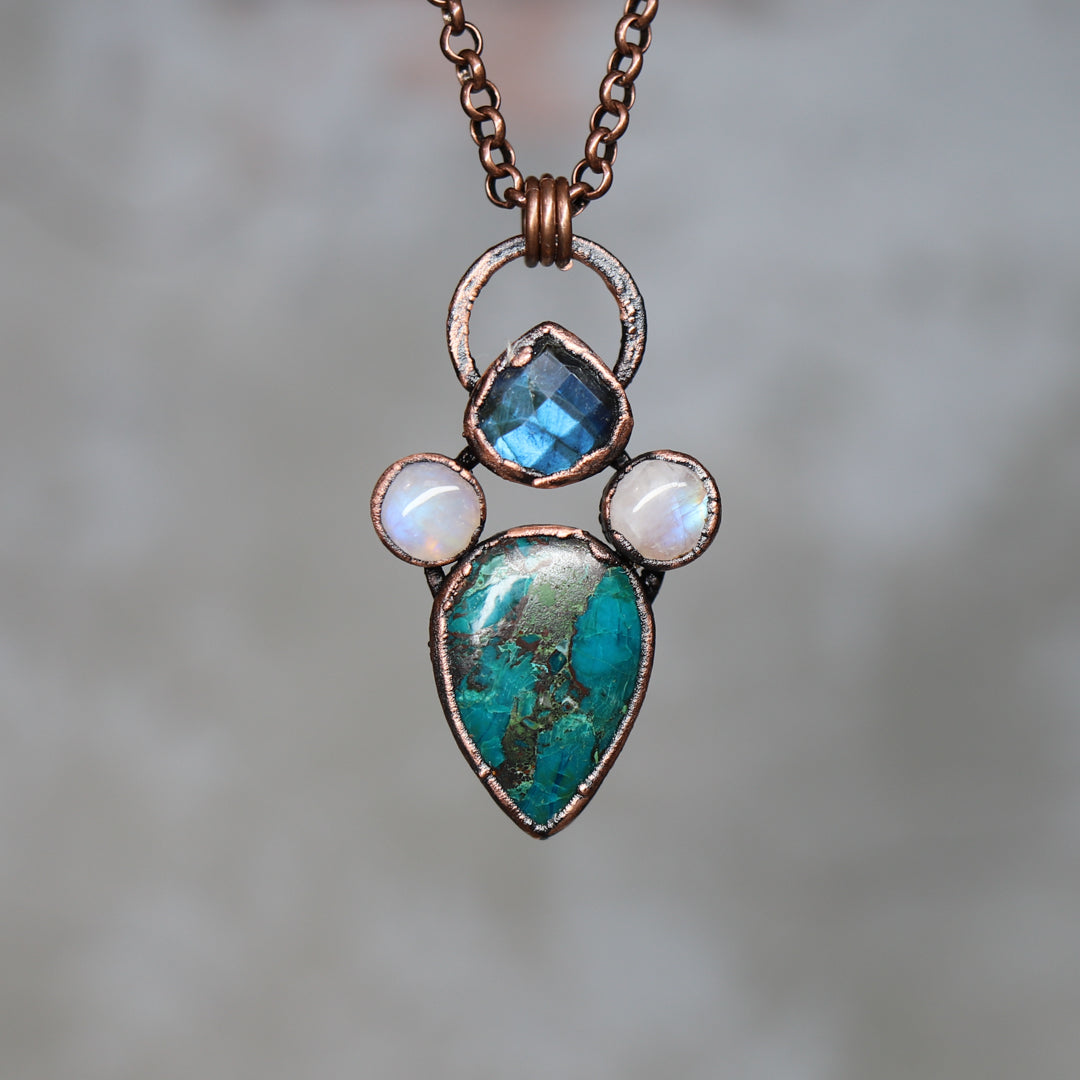 Chrysocolla, Labradorite & Moonstone Necklace