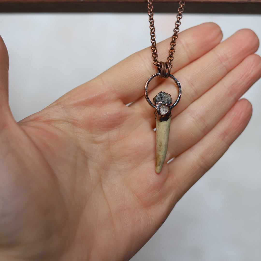 Small Antler, Sapphire & Herkimer Necklace