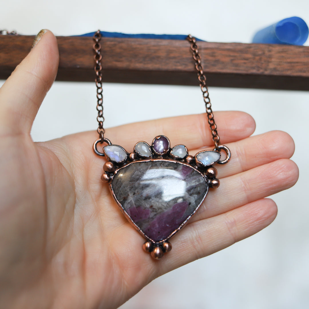 Ruby & Moonstone Necklace
