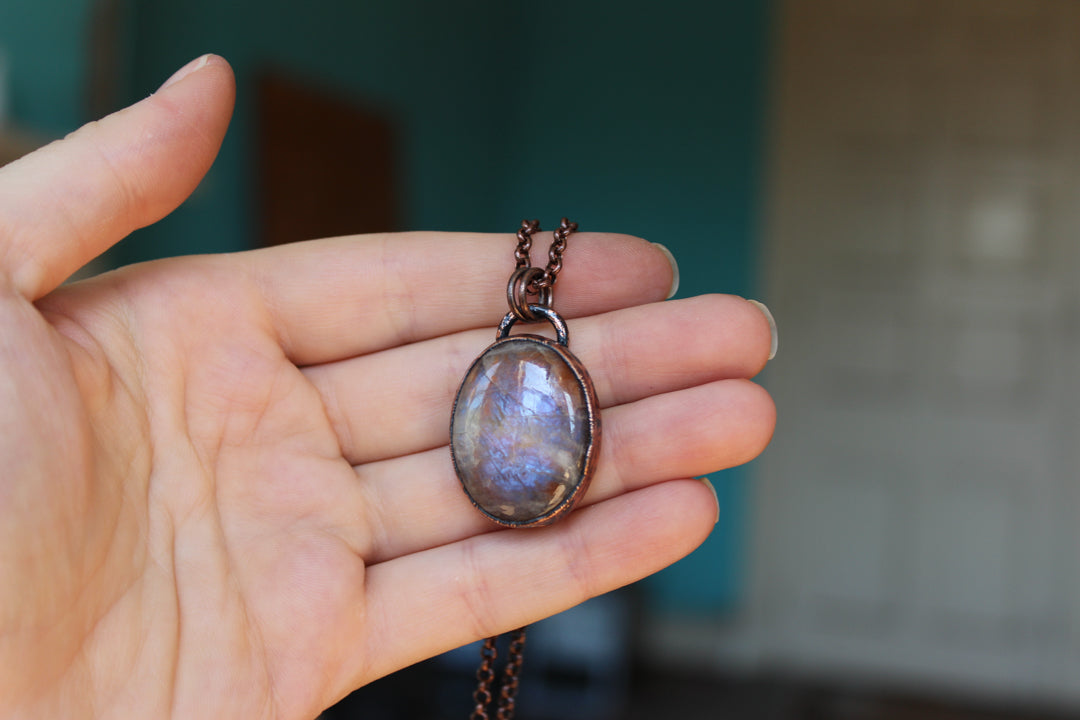 Small Sun/Moonstone Necklace - d
