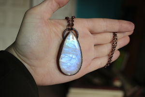 Large Rainbow Moonstone necklace - b