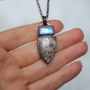 Rainbow Moonstone & Garden Quartz Necklace