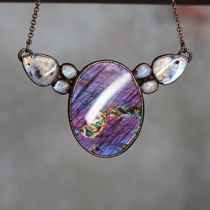 Giant Purple Labradorite Bib Necklace