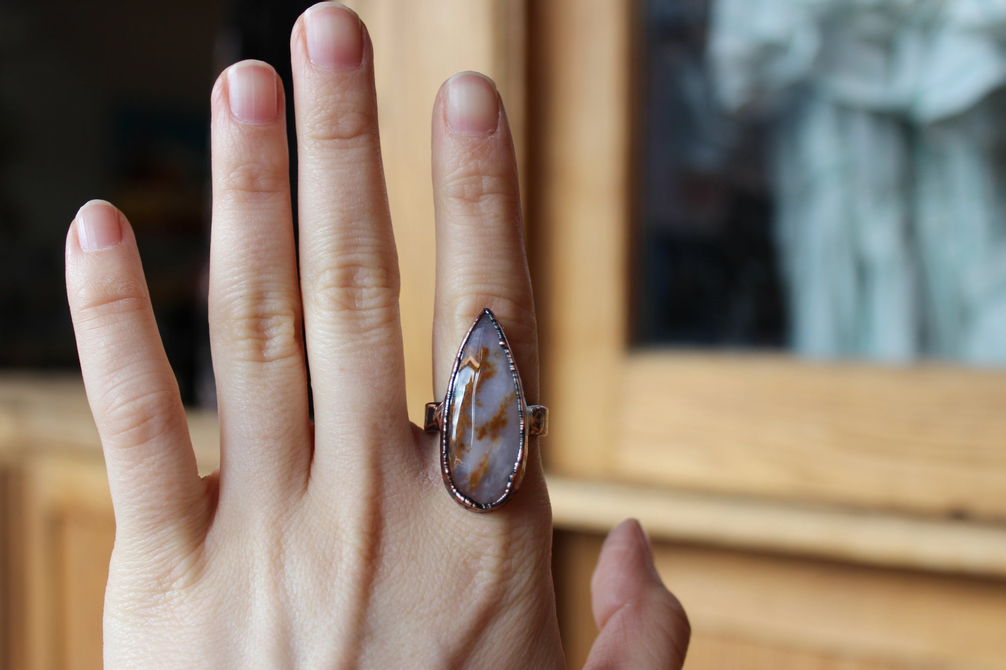 Siberian Dendritic Agate Ring size 9