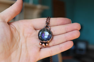 Small Purple Labradorite Full Moon Necklace - f
