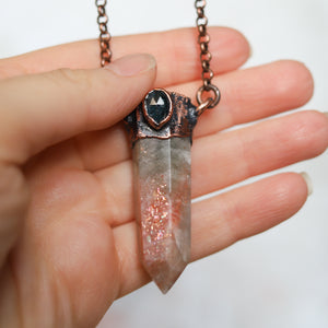 Green Quartz w/ Sunstone Necklace - d