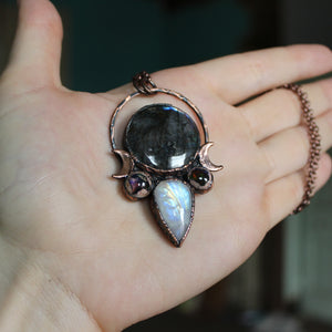 Celestial Labradorite, Galaxy Opal & Moonstone Necklace