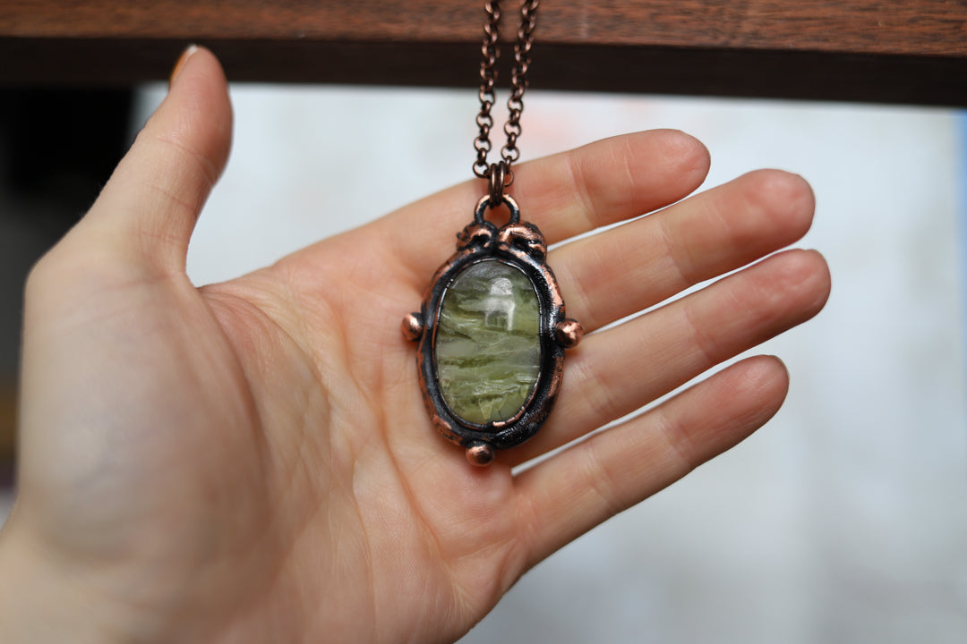 Cat's Eye Green Opal Necklace (larger)
