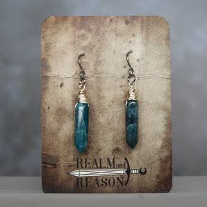 Wrapped Apatite Point Earrings